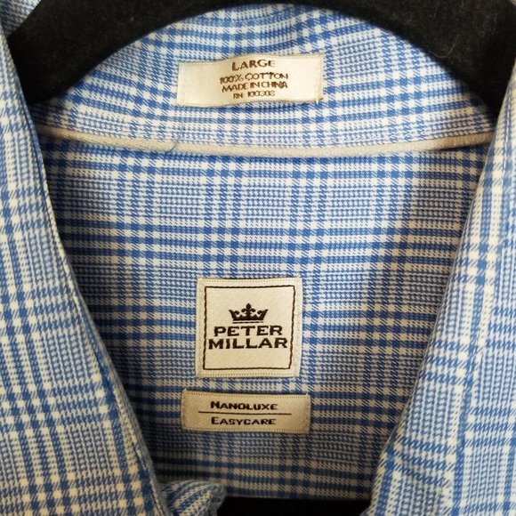 Peter Millar Crown Mens L Blue Plaid Nanoluxe Butt - Picture 6 of 7